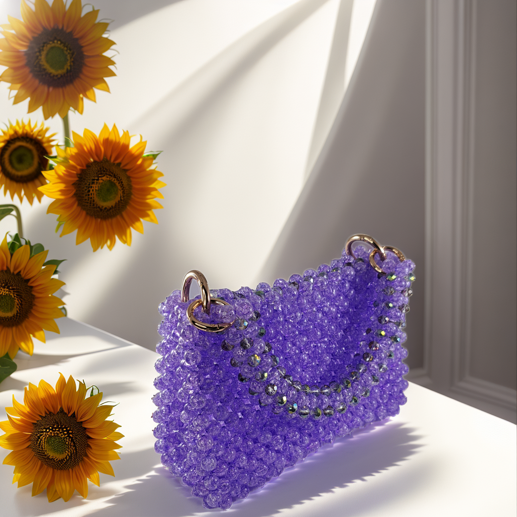 Lilac Crackle Bead Bag