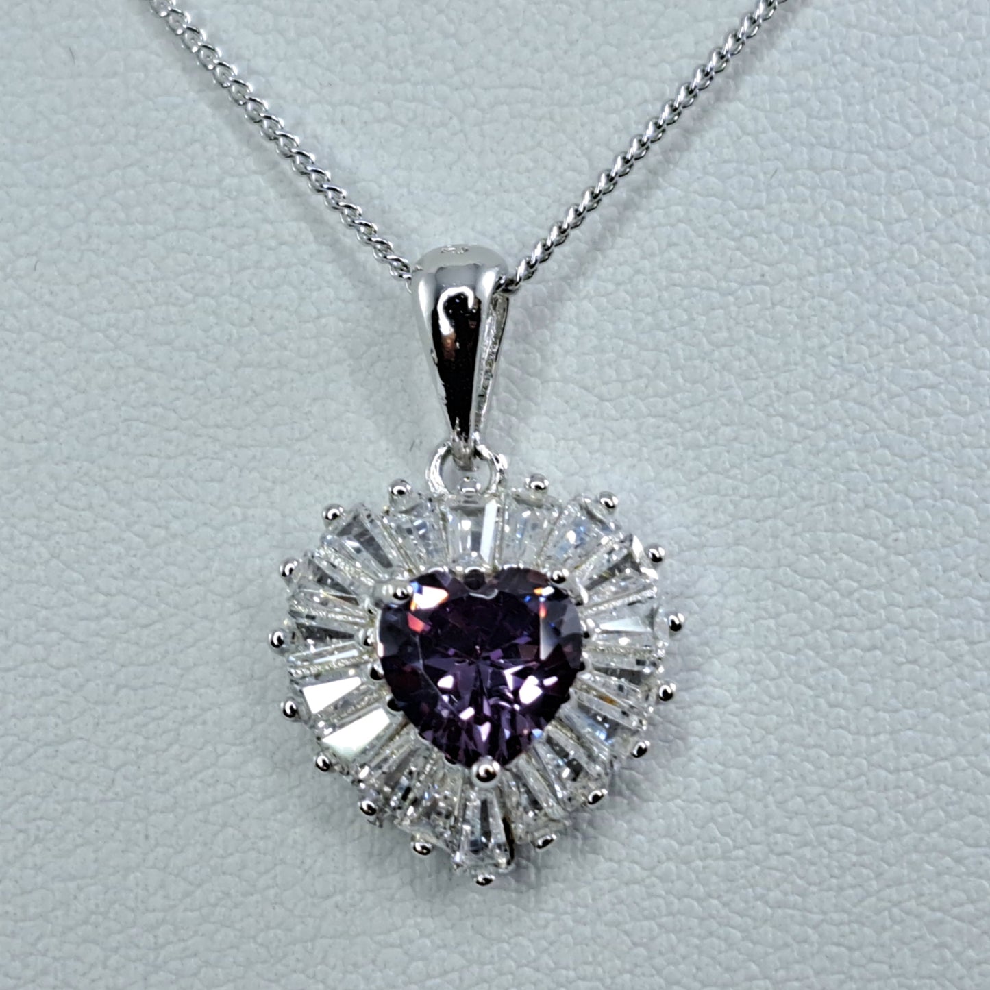 Sterling Silver Amethyst Heart Pendant | Gifts For You And I