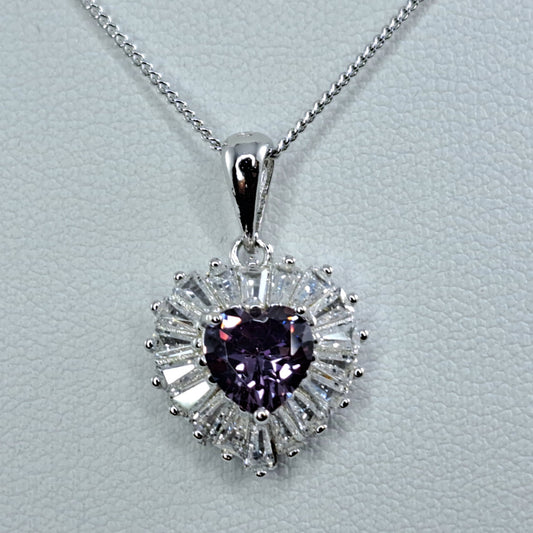Sterling Silver Amethyst Heart Pendant | Gifts For You And I