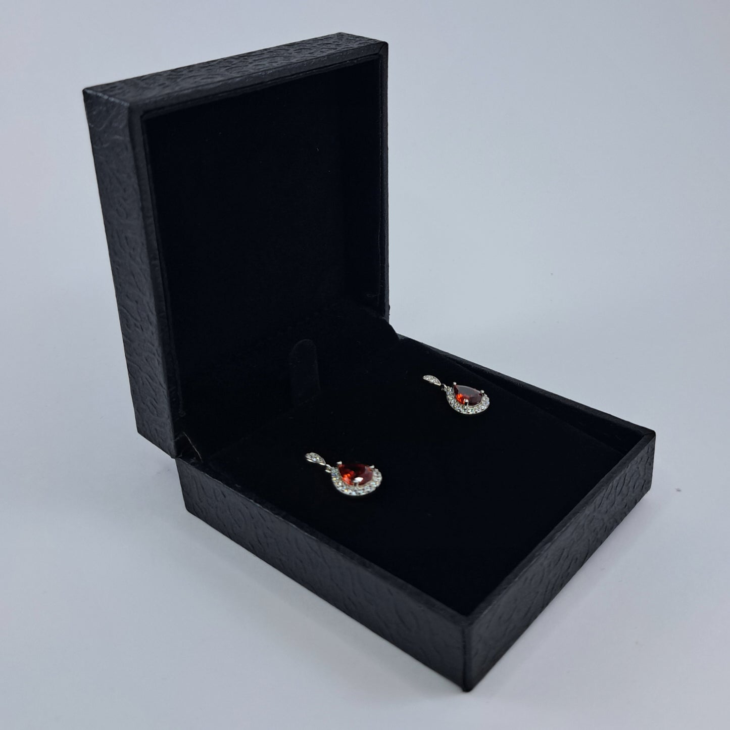 Sterling Silver Garnet CZ Teardrop Earrings - Shop Gifts